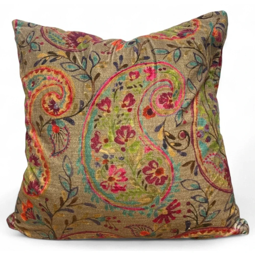 2 Pottery Barn Velvet Paisley Pillows Floral 20x20